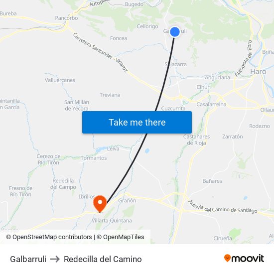 Galbarruli to Redecilla del Camino map