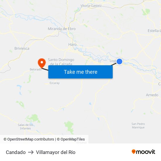 Candado to Villamayor del Río map