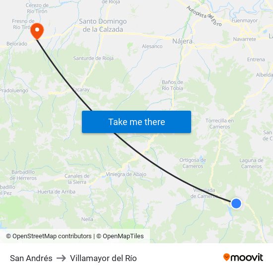 San Andrés to Villamayor del Río map