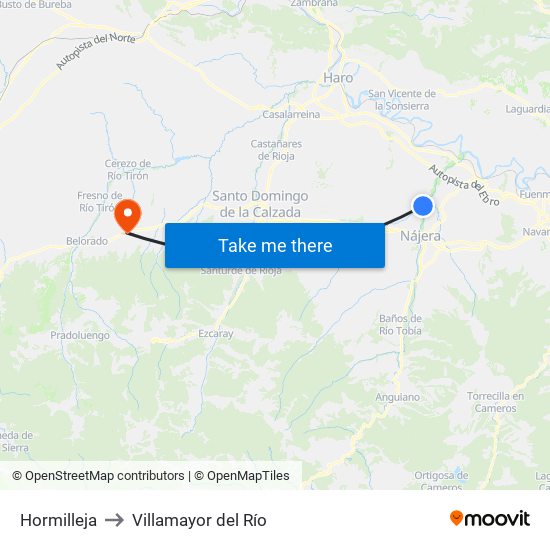 Hormilleja to Villamayor del Río map