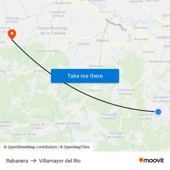 Rabanera to Villamayor del Río map