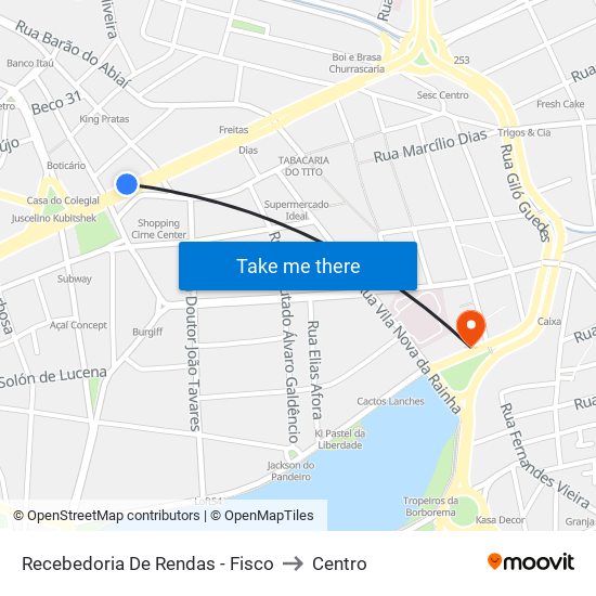 Recebedoria De Rendas - Fisco to Centro map