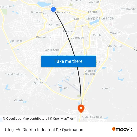 Ufcg to Distrito Industrial De Queimadas map