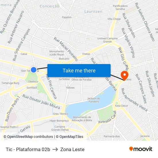 Tic - Plataforma 02b to Zona Leste map