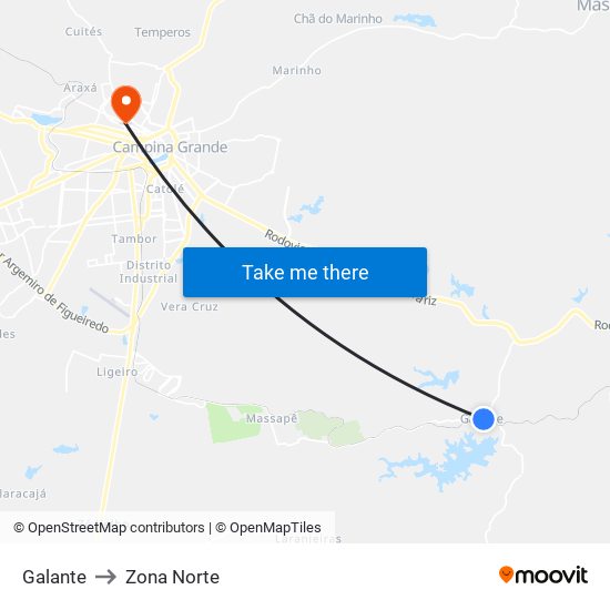 Galante to Zona Norte map