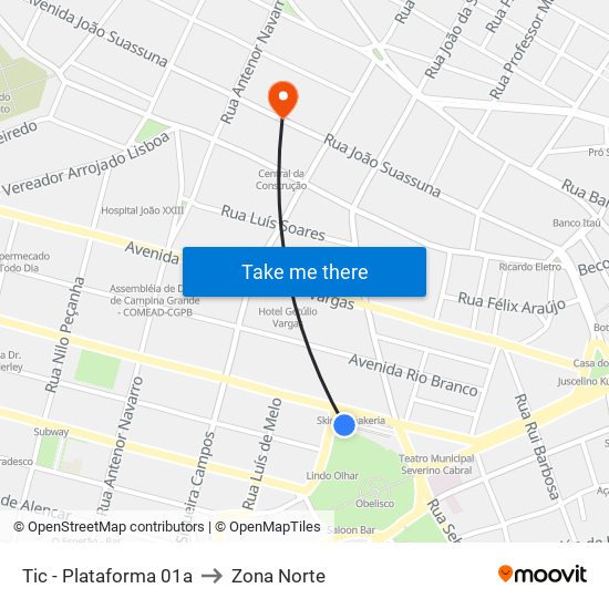 Tic - Plataforma 01a to Zona Norte map