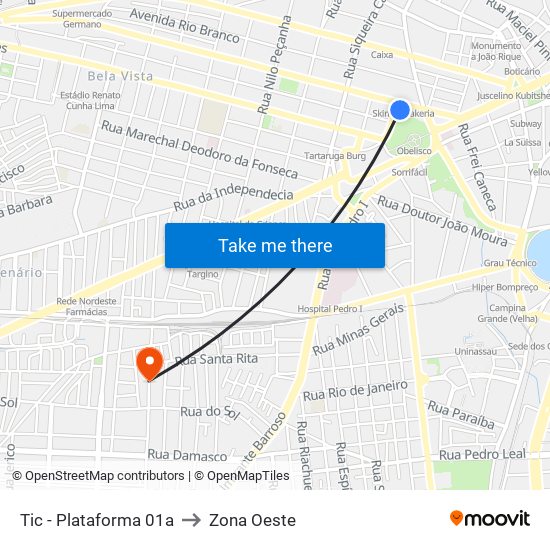 Tic - Plataforma 01a to Zona Oeste map