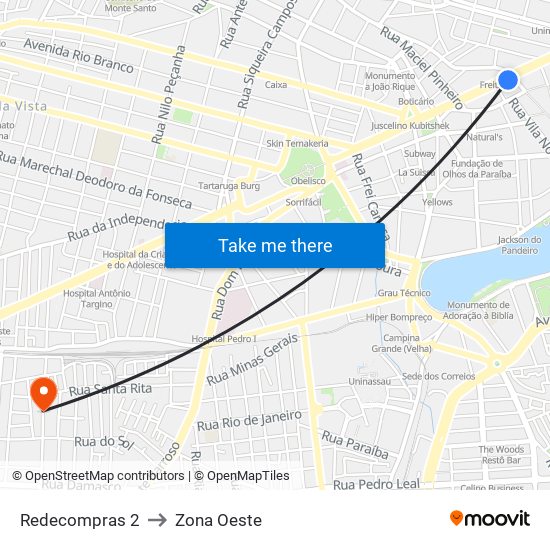 Redecompras 2 to Zona Oeste map