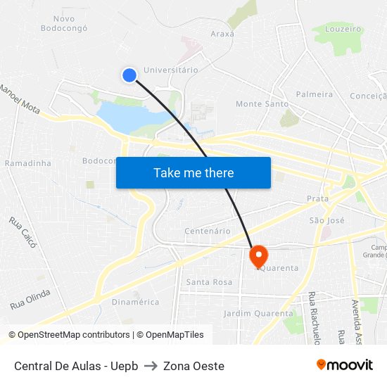 Central De Aulas - Uepb to Zona Oeste map