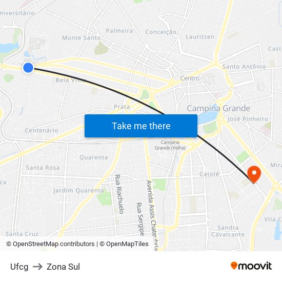 Ufcg to Zona Sul map