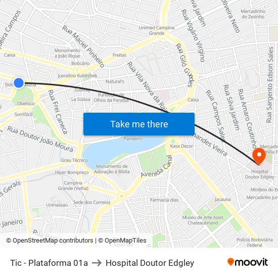 Tic - Plataforma 01a to Hospital Doutor Edgley map