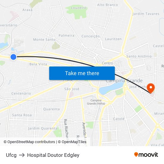 Ufcg to Hospital Doutor Edgley map