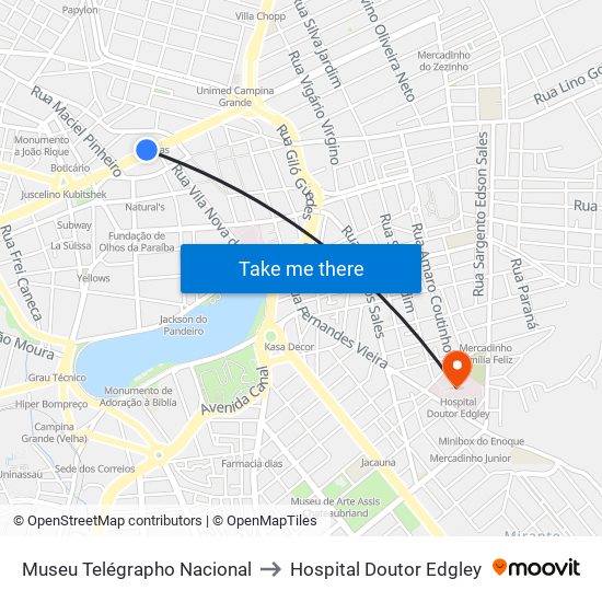Museu Telégrapho Nacional to Hospital Doutor Edgley map
