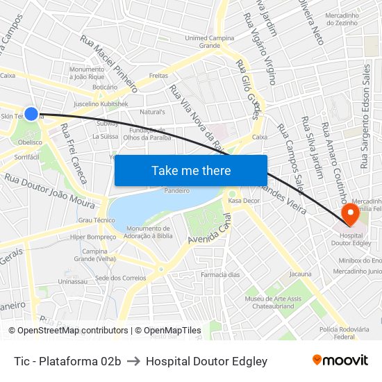 Tic - Plataforma 02b to Hospital Doutor Edgley map