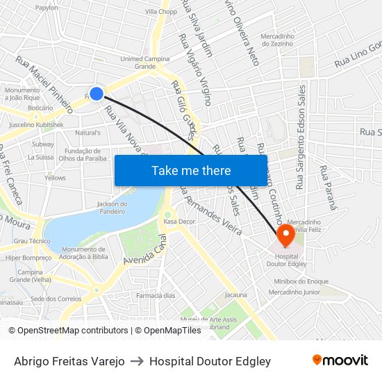 Abrigo Freitas Varejo to Hospital Doutor Edgley map