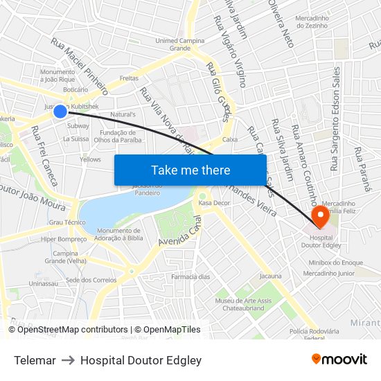 Telemar to Hospital Doutor Edgley map