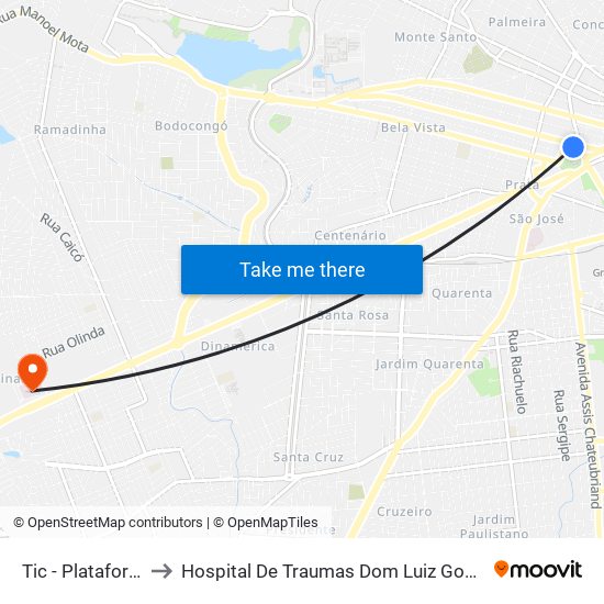 Tic - Plataforma 04a to Hospital De Traumas Dom Luiz Gonzaga Fernandes map