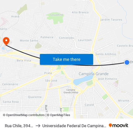 Rua Chile, 394-420 to Universidade Federal De Campina Grande map