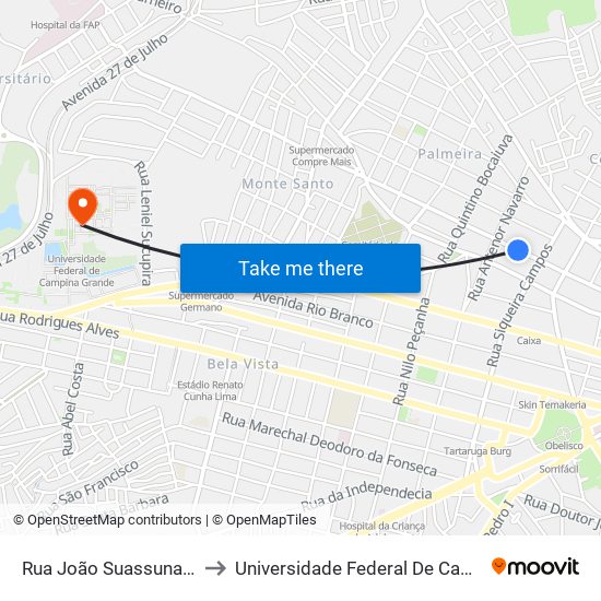 Rua João Suassuna, 662-674 to Universidade Federal De Campina Grande map