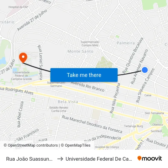 Rua João Suassuna, 662-674 to Universidade Federal De Campina Grande map