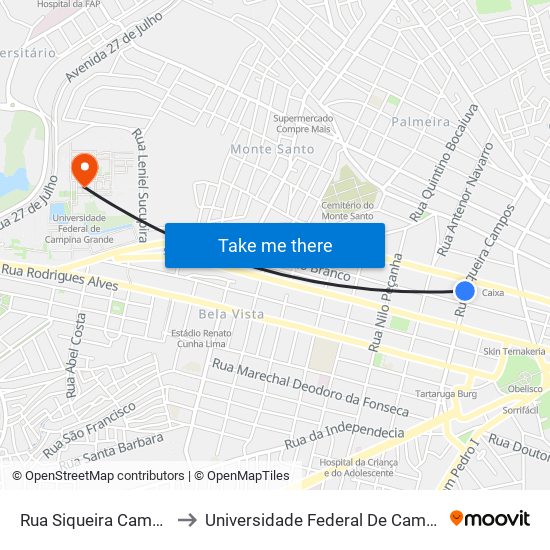 Rua Siqueira Campos, 687 to Universidade Federal De Campina Grande map