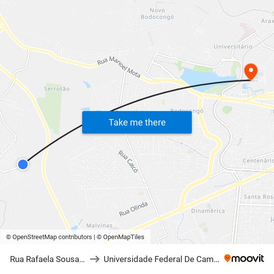 Rua Rafaela Sousa Silva, 12 to Universidade Federal De Campina Grande map