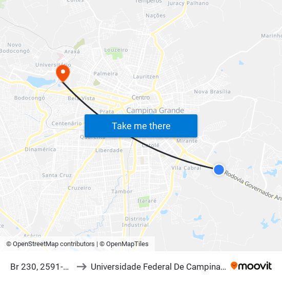 Br 230, 2591-2985 to Universidade Federal De Campina Grande map