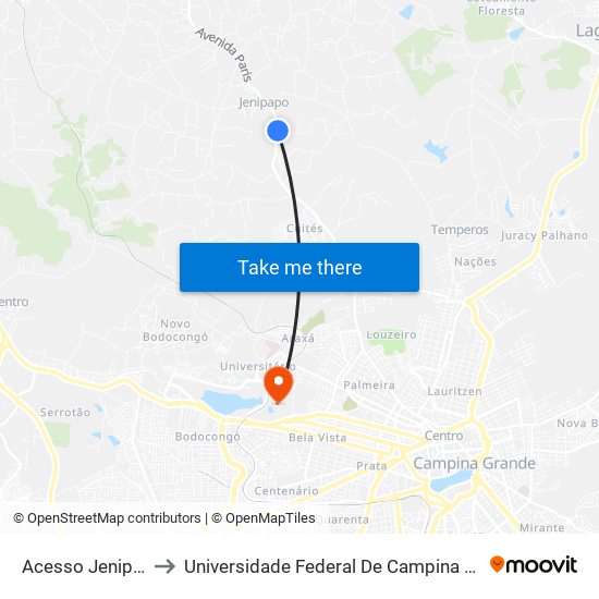 Acesso Jenipapo to Universidade Federal De Campina Grande map