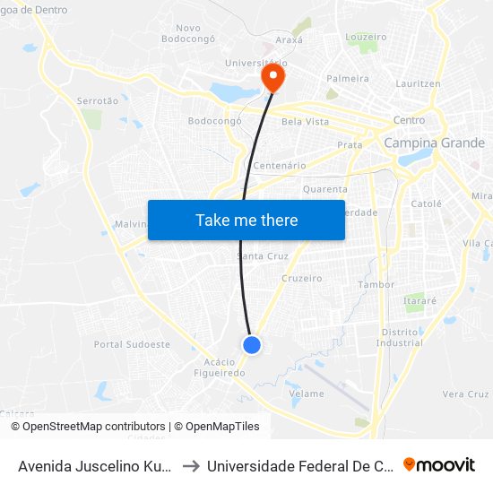 Avenida Juscelino Kubitscheck, 50 to Universidade Federal De Campina Grande map