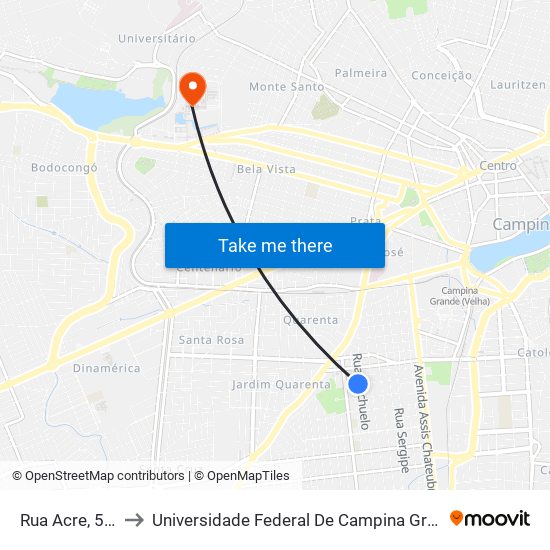 Rua Acre, 530 to Universidade Federal De Campina Grande map