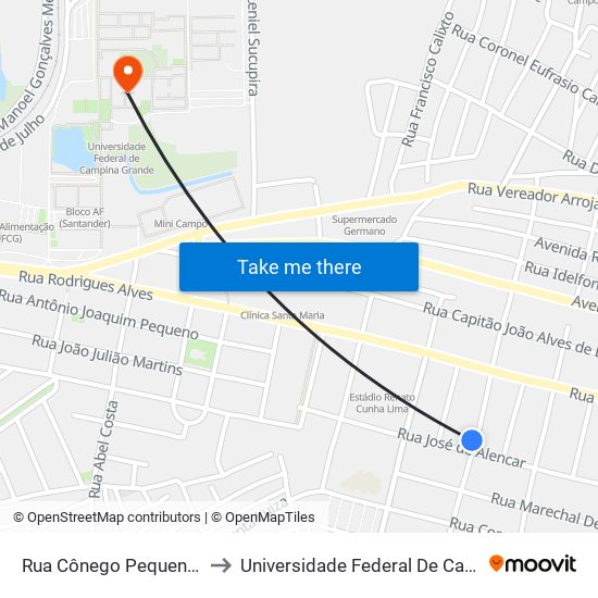 Rua Cônego Pequeno, 436-612 to Universidade Federal De Campina Grande map