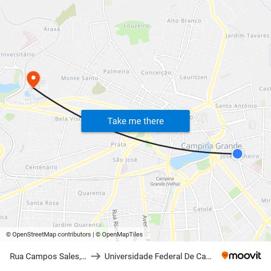 Rua Campos Sales, 524-558 to Universidade Federal De Campina Grande map