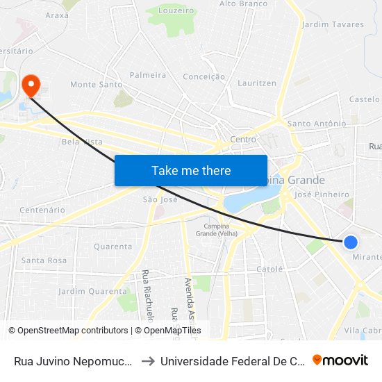 Rua Juvino Nepomuceno, 208-300 to Universidade Federal De Campina Grande map