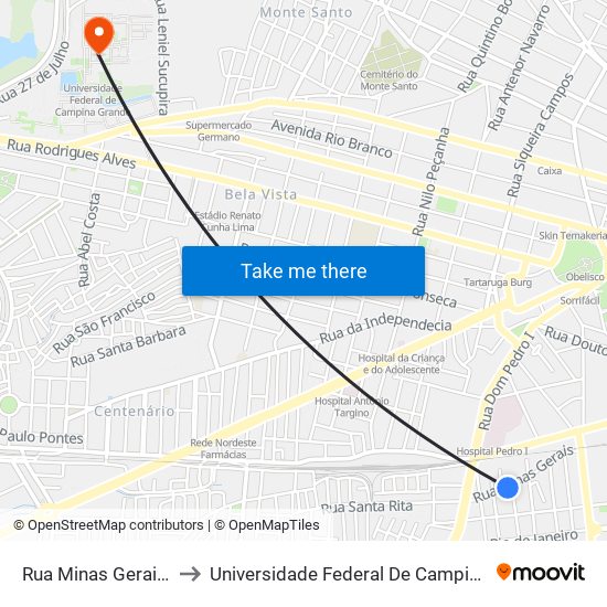 Rua Minas Gerais, 377 to Universidade Federal De Campina Grande map