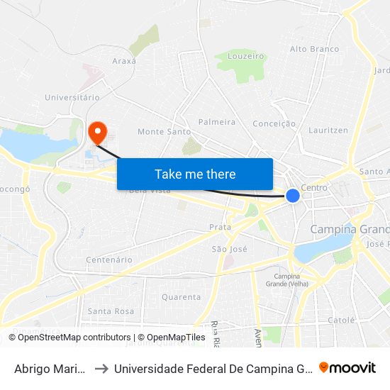 Abrigo Maringá to Universidade Federal De Campina Grande map