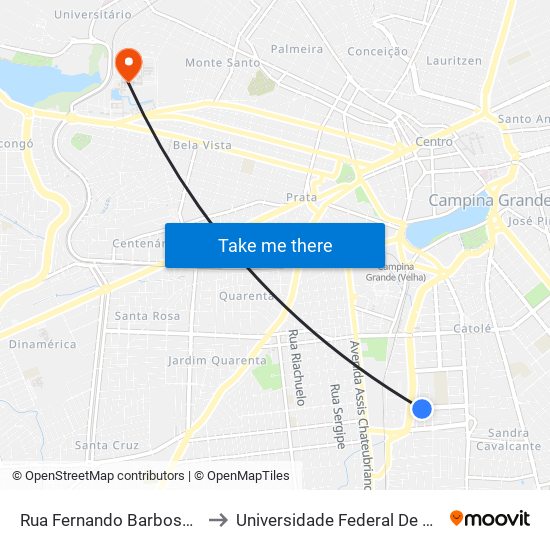 Rua Fernando Barbosa De Melo, 511 to Universidade Federal De Campina Grande map