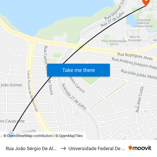 Rua João Sérgio De Almeida, 563-655 to Universidade Federal De Campina Grande map