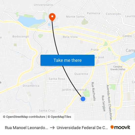 Rua Manoel Leonardo Gomes, 275 to Universidade Federal De Campina Grande map