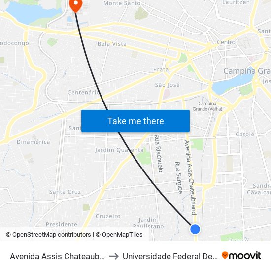 Avenida Assis Chateaubriand, 2500-2540 to Universidade Federal De Campina Grande map