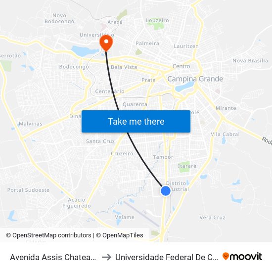 Avenida Assis Chateaubriand, 3840 to Universidade Federal De Campina Grande map