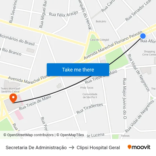 Secretaria De Administração to Clipsi Hospital Geral map