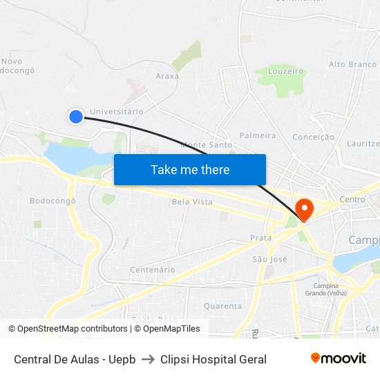 Central De Aulas - Uepb to Clipsi Hospital Geral map