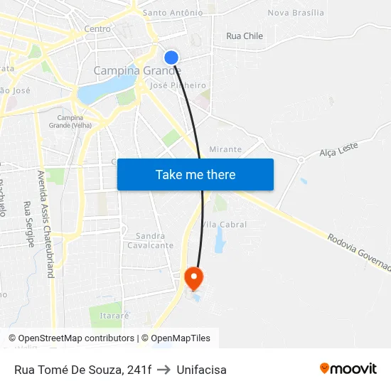 Rua Tomé De Souza, 241f to Unifacisa map
