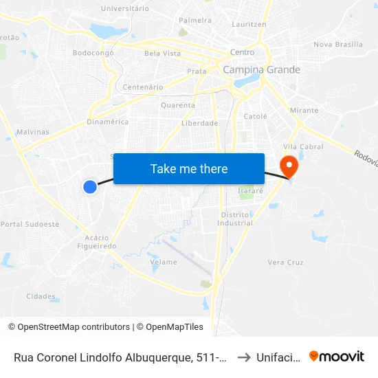 Rua Coronel Lindolfo Albuquerque, 511-613 to Unifacisa map