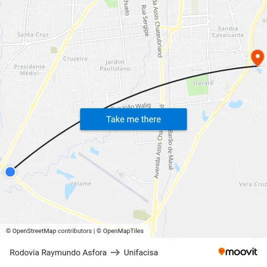 Rodovia Raymundo Asfora to Unifacisa map