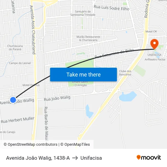 Avenida João Walig, 1438-A to Unifacisa map