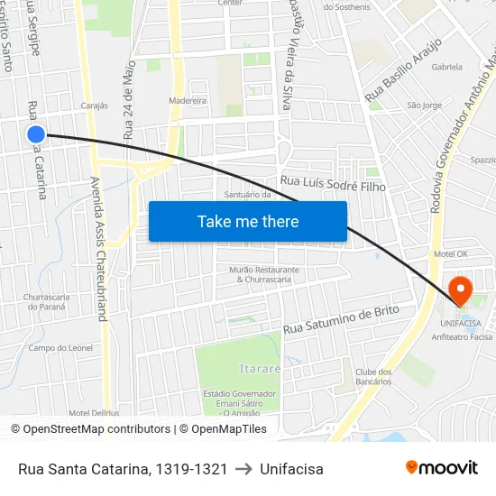 Rua Santa Catarina, 1319-1321 to Unifacisa map