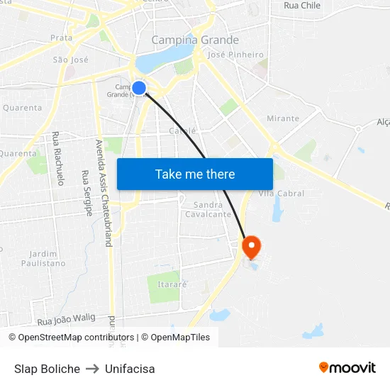 Slap Boliche to Unifacisa map