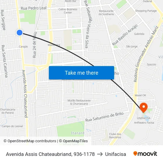 Avenida Assis Chateaubriand, 936-1178 to Unifacisa map