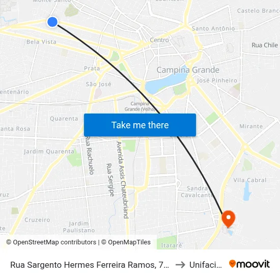 Rua Sargento Hermes Ferreira Ramos, 765 to Unifacisa map